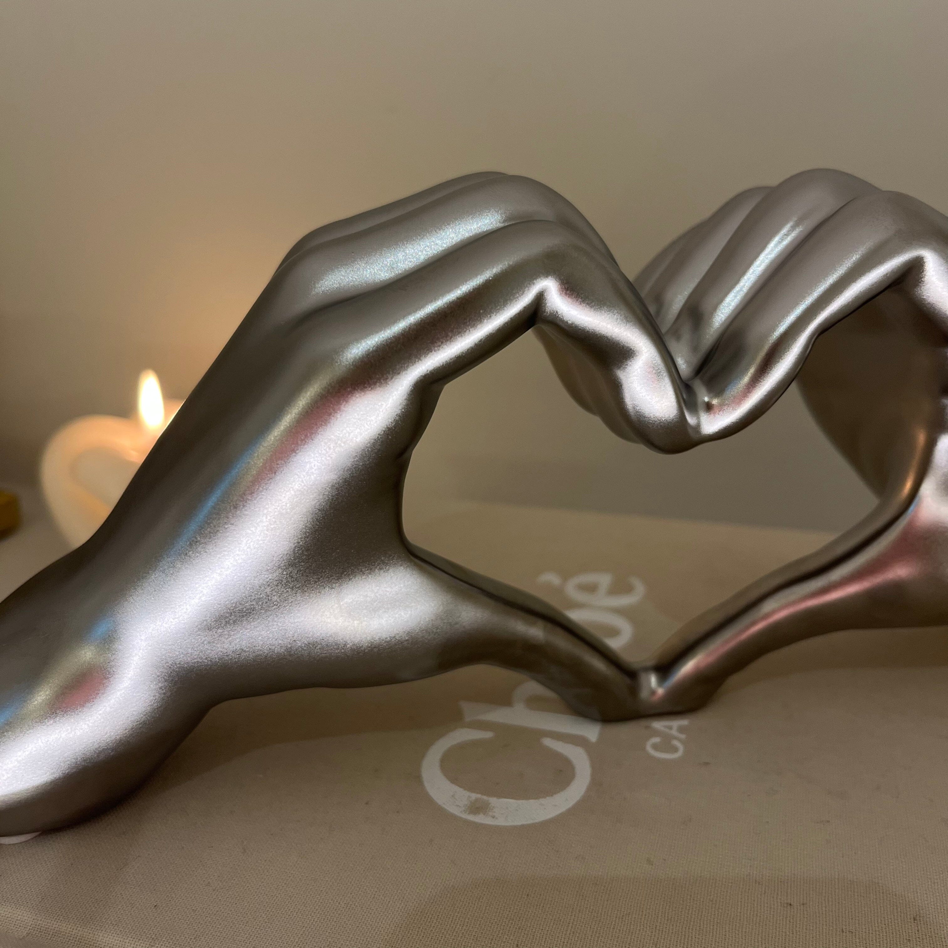 Decorative Silver Heart Hands Ornament - Image 2