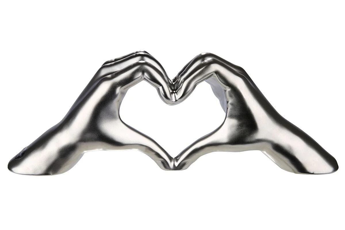 Decorative Silver Heart Hands Ornament - Image 3