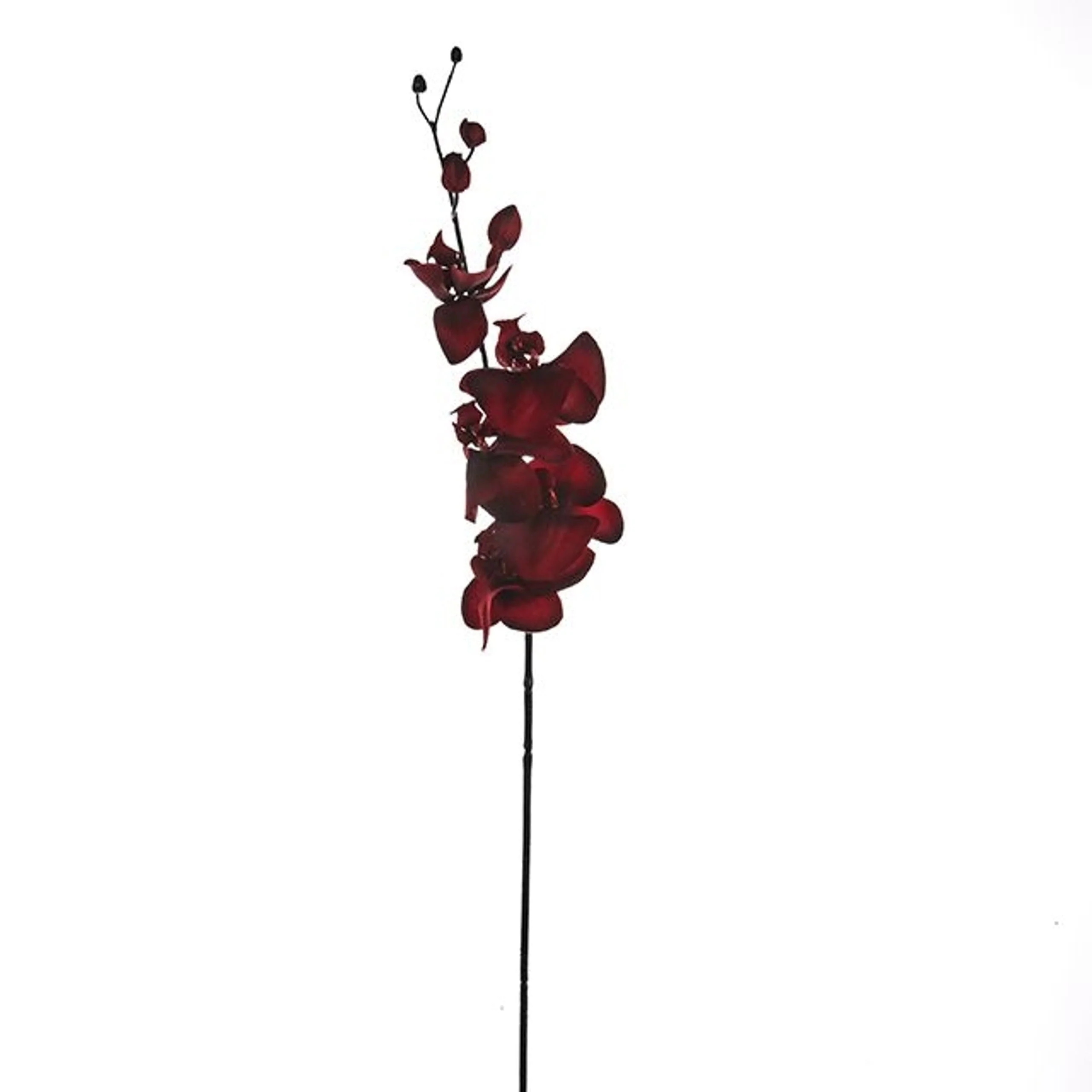Deep Red Faux Orchid Single Stem Floral - Image 2