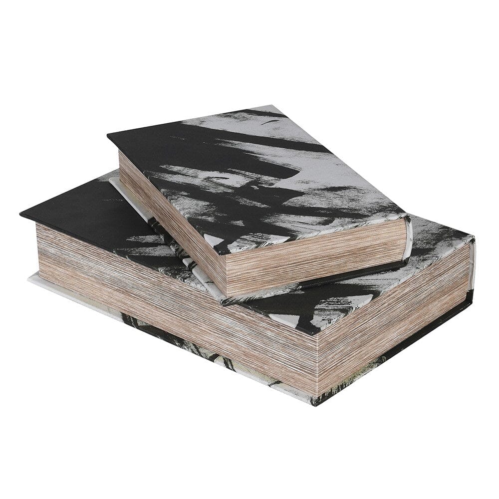 Della Black & White Decorative Brush stroke Effect Book Boxes - Set of 2 - Image 7