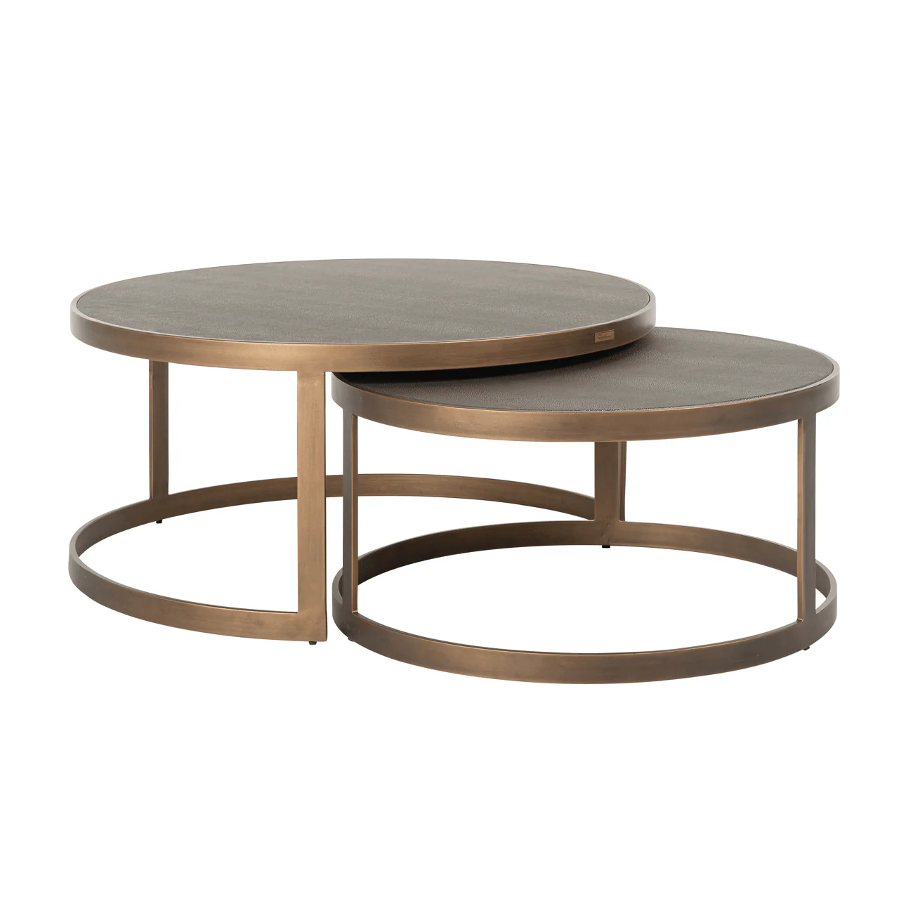 Demilla Luxury Shagreen & Brushed Brass Nest of Coffee Tables - Image 2