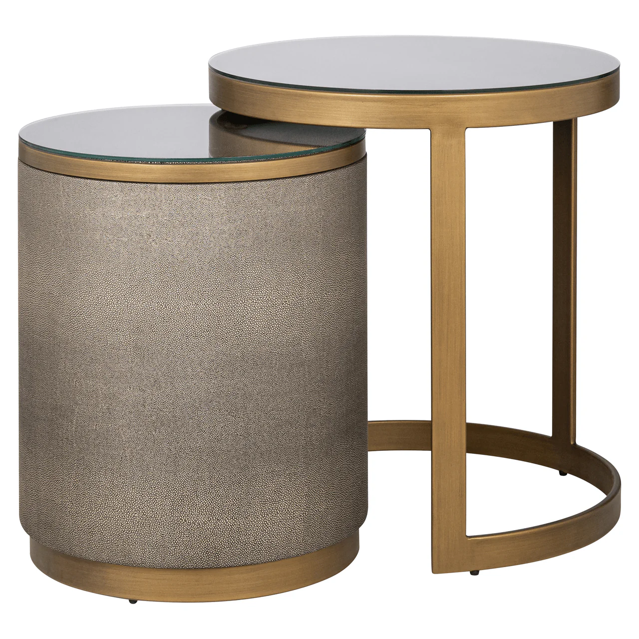 Demilla Luxury Shagreen & Brushed Brass Nest of Side Tables - Image 2