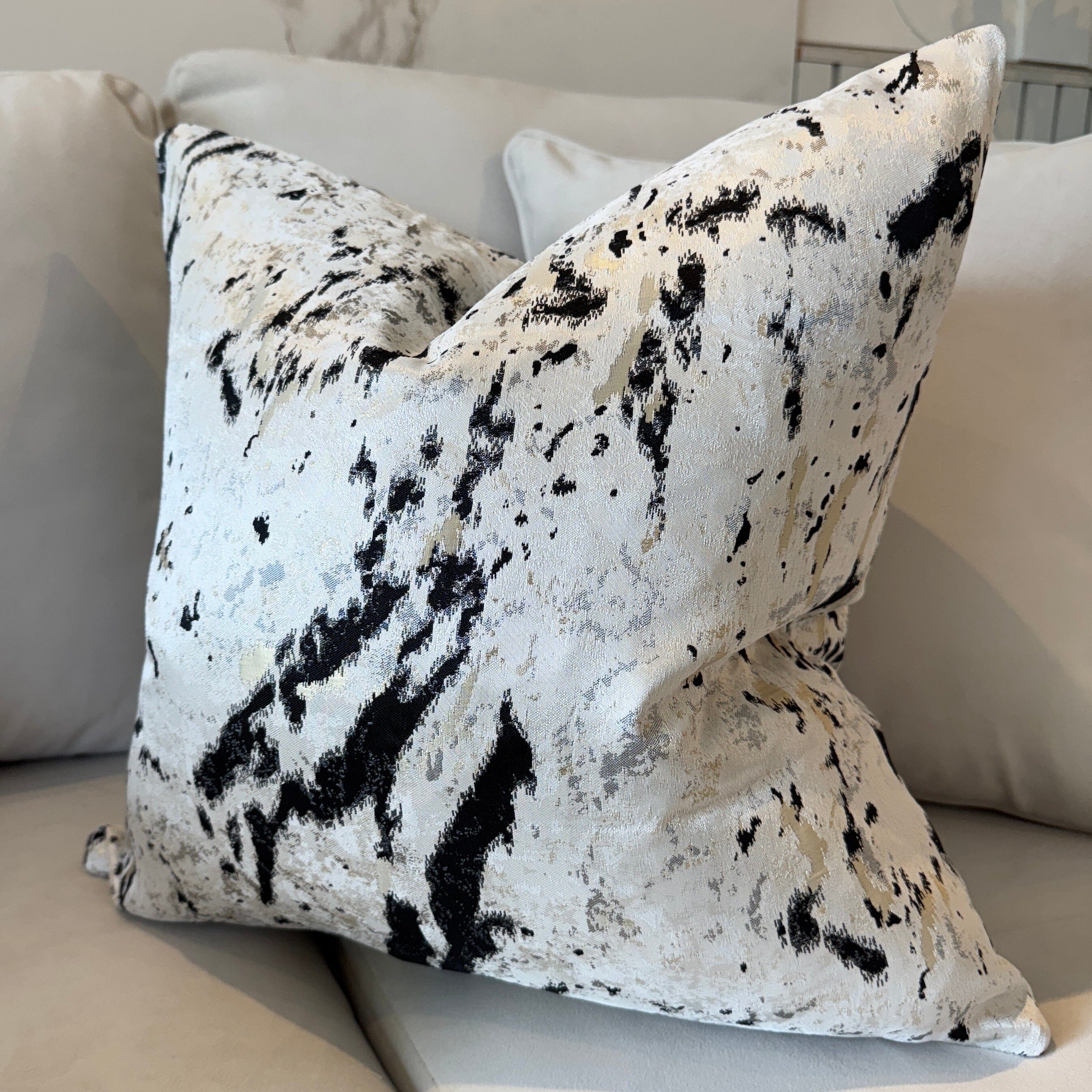 Dionne Cream & Black Abstract Print Cushion - 50x50cm - Image 2