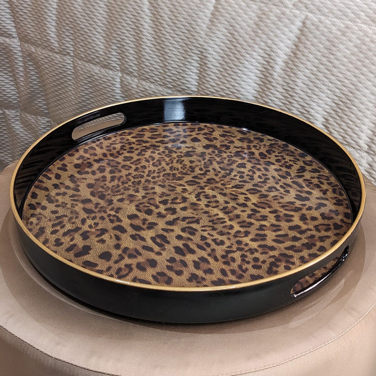 Dolce Round Leopard Print Decorative Tray - Image 2