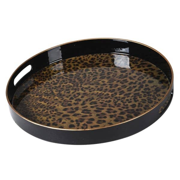 Dolce Round Leopard Print Decorative Tray - Image 5