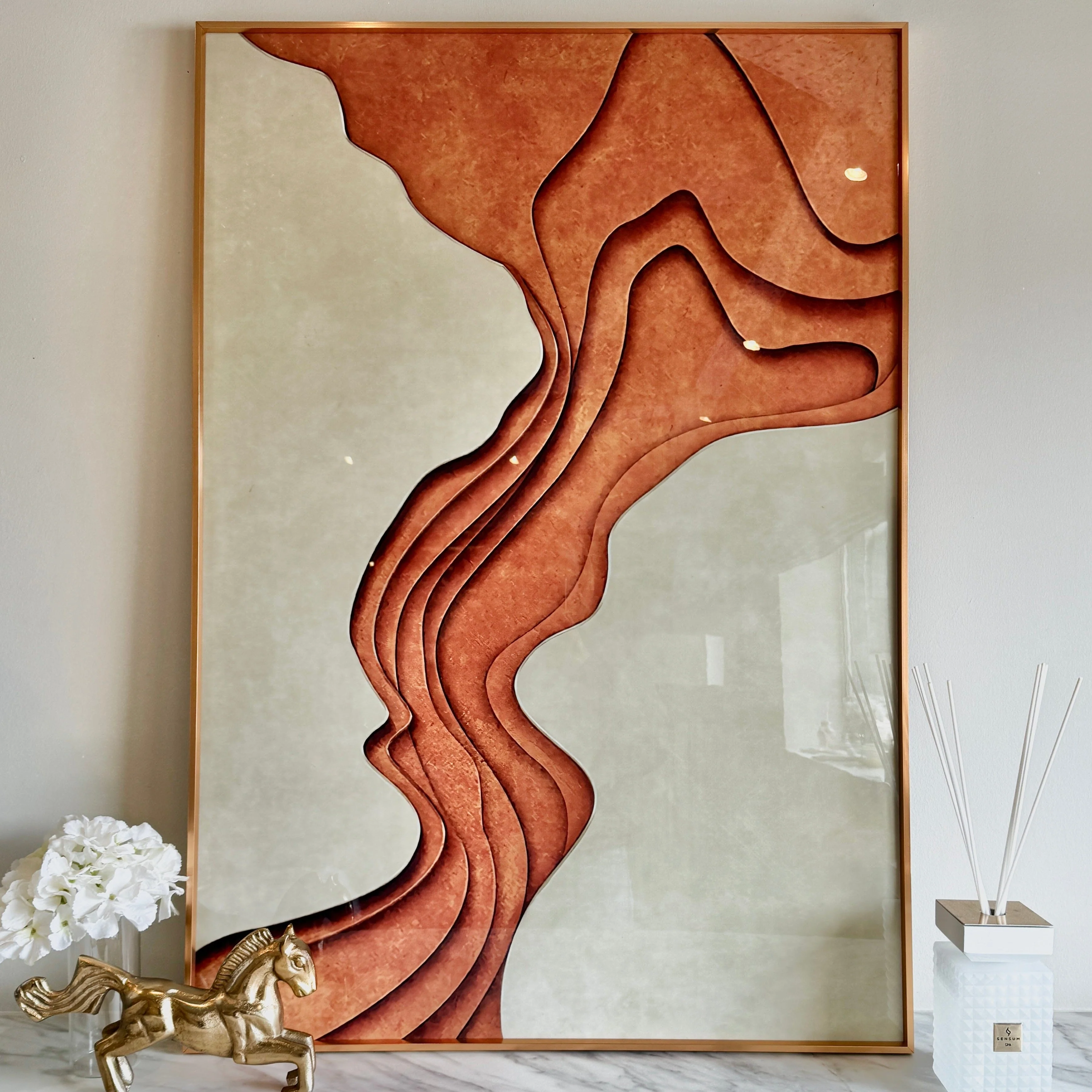 Donatella Copper & Cream 3D Effect Framed Wall Art - 70x100cm - Image 2