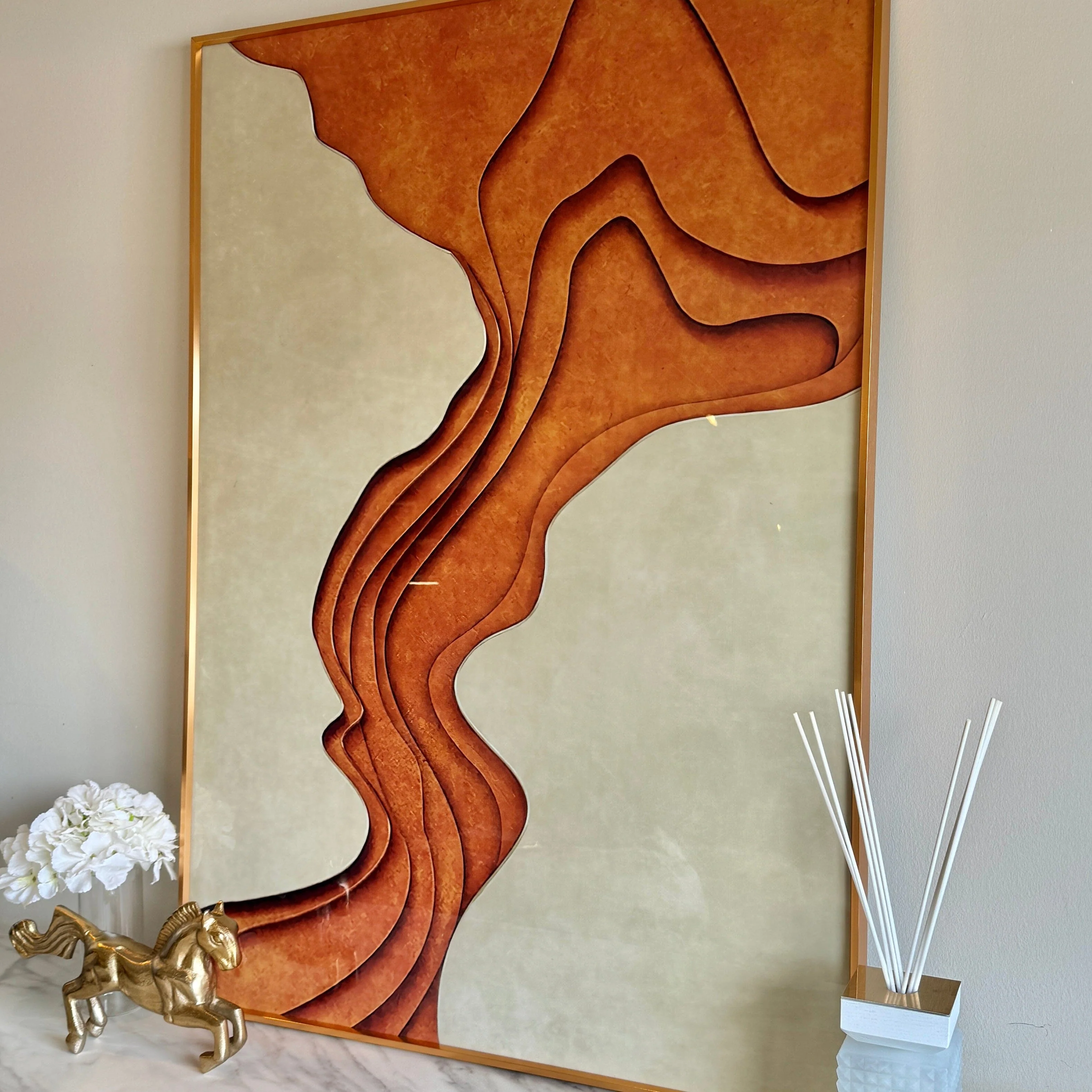 Donatella Copper & Cream 3D Effect Framed Wall Art - 70x100cm - Image 3