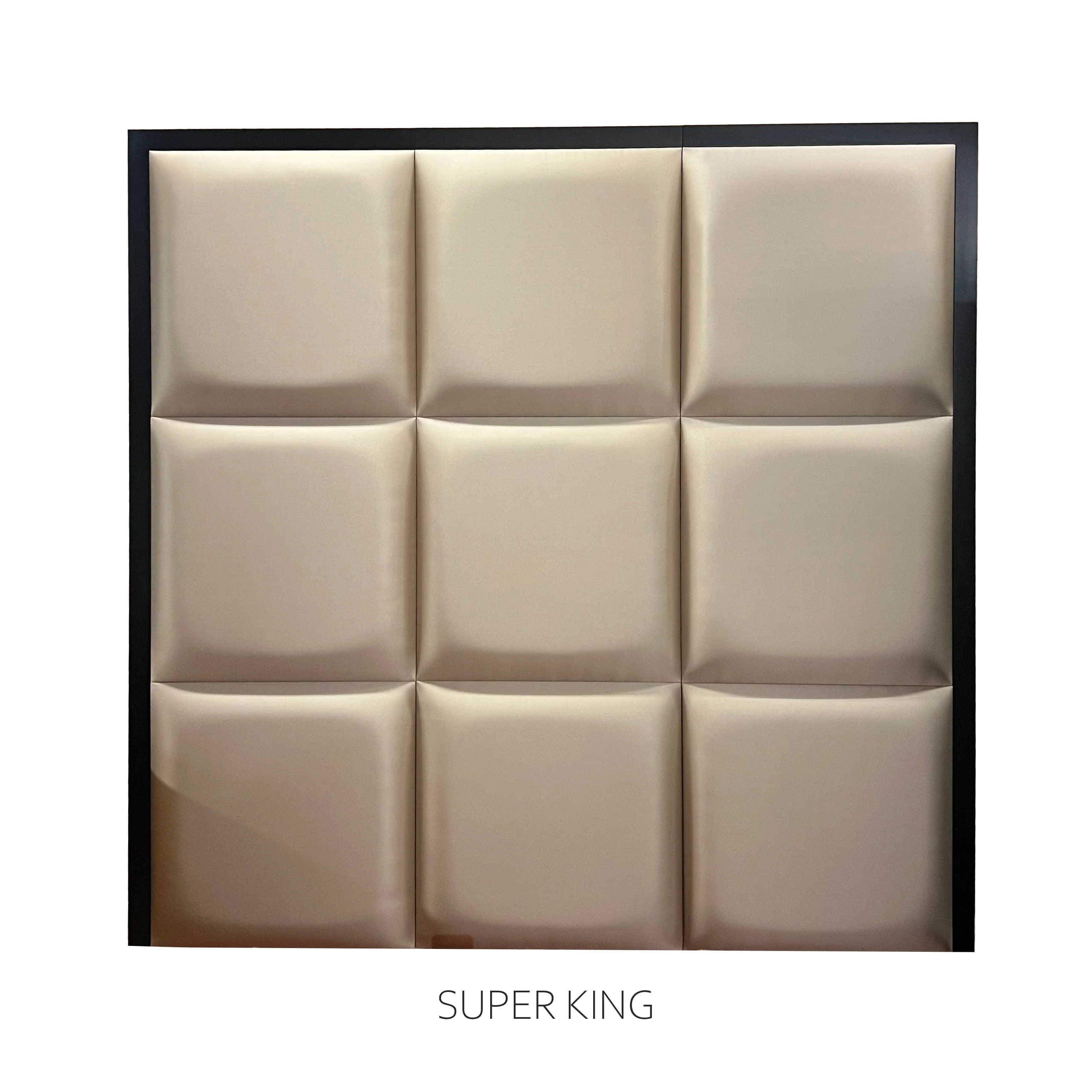 Dream Luxury Hazel Satin Squares Headboard with Black Wooden Frame - Image 2