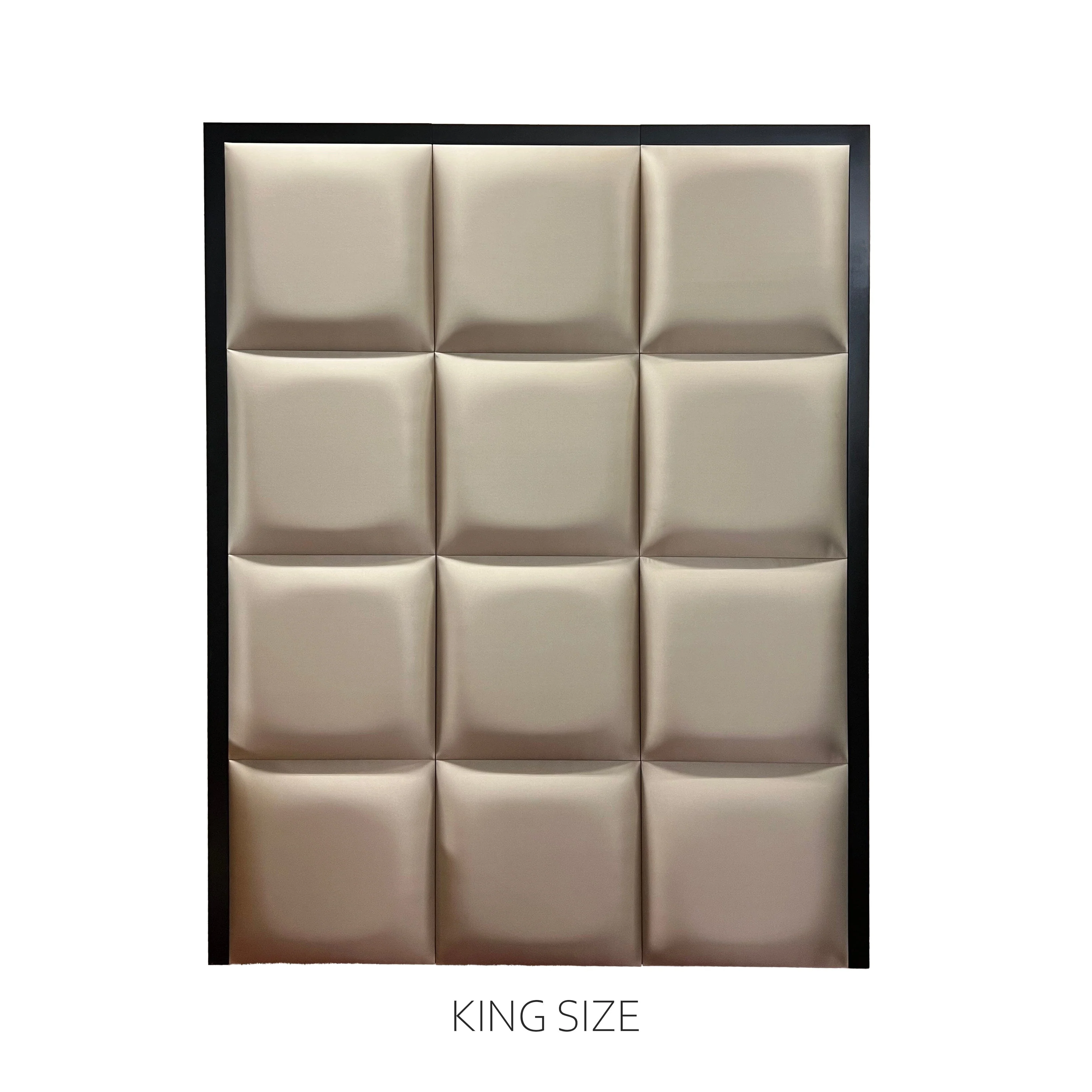 Dream Luxury Hazel Satin Squares Headboard with Black Wooden Frame - Image 3