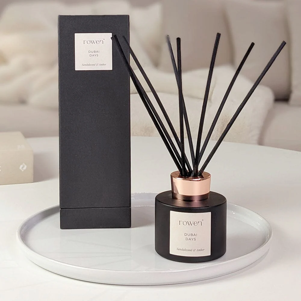 Dubai Days Black & Rose Gold Reed Diffuser - Sandalwood & Amber 120ml - Image 2