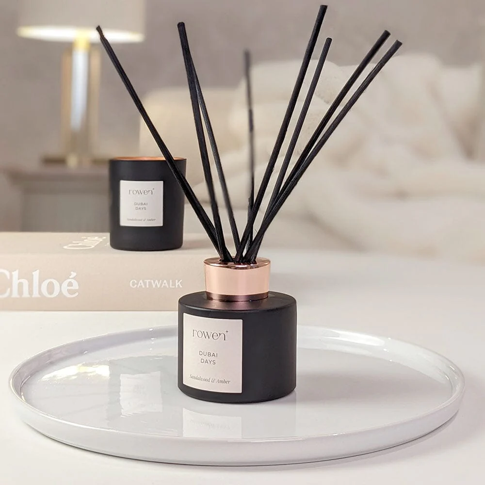 Dubai Days Black & Rose Gold Reed Diffuser - Sandalwood & Amber 120ml - Image 3