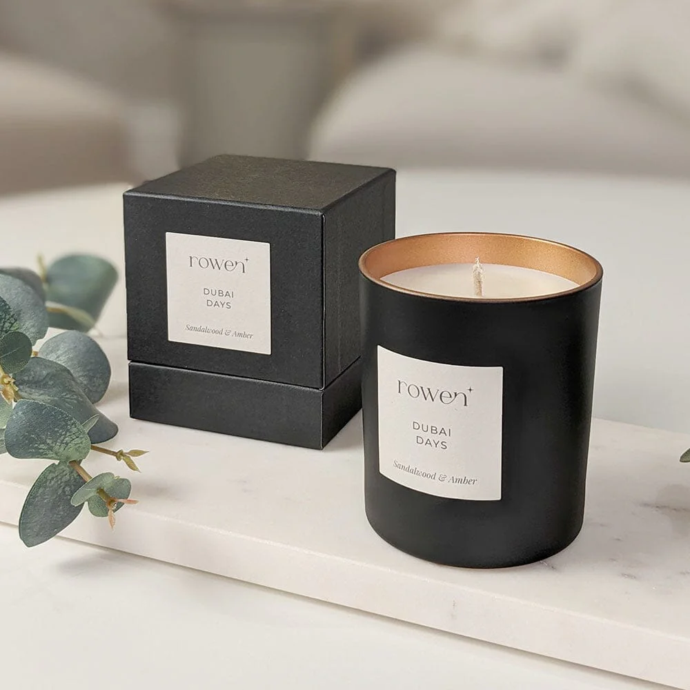 Dubai Days Black & Rose Gold Scented Candle - Sandalwood & Amber - Image 2