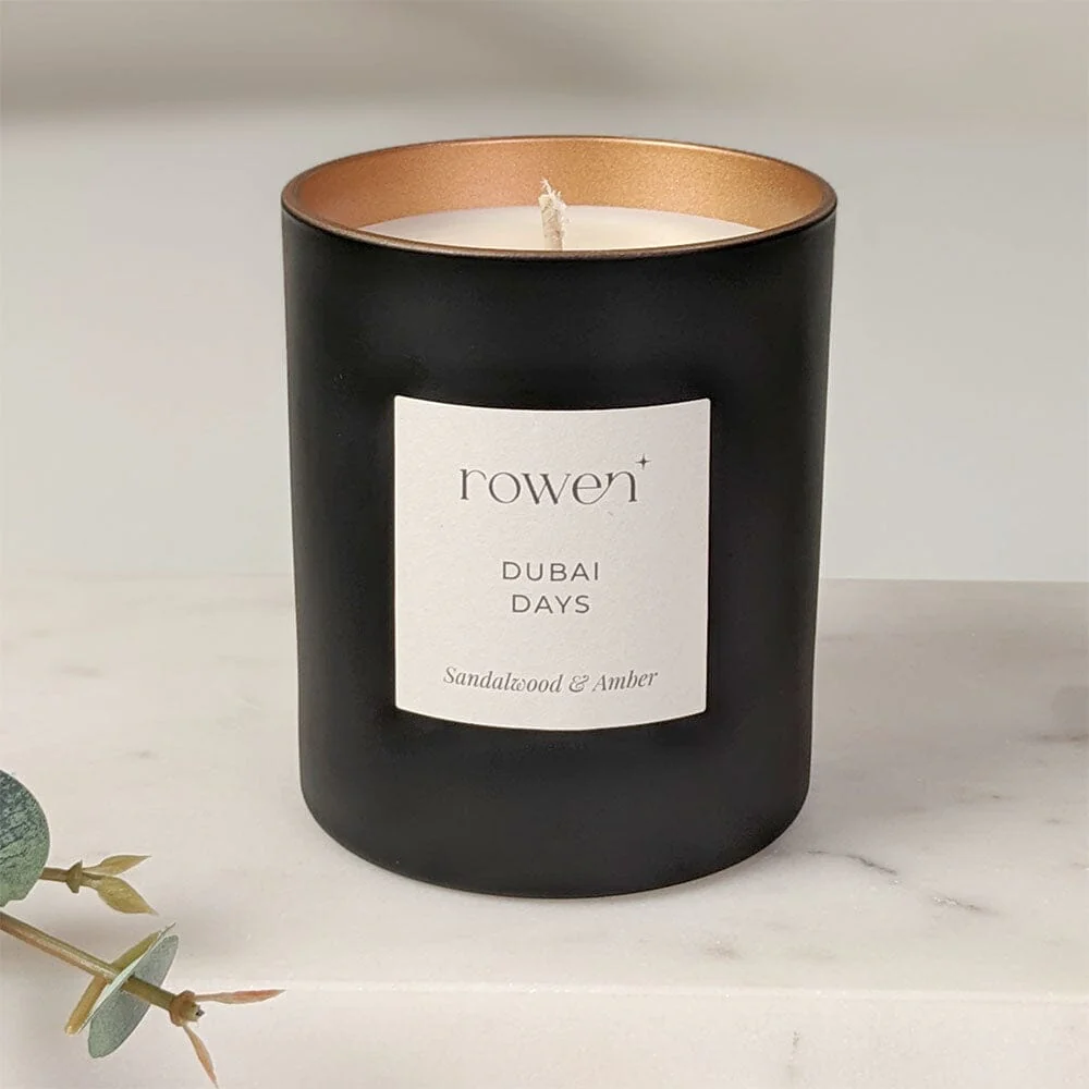 Dubai Days Black & Rose Gold Scented Candle - Sandalwood & Amber - Image 3