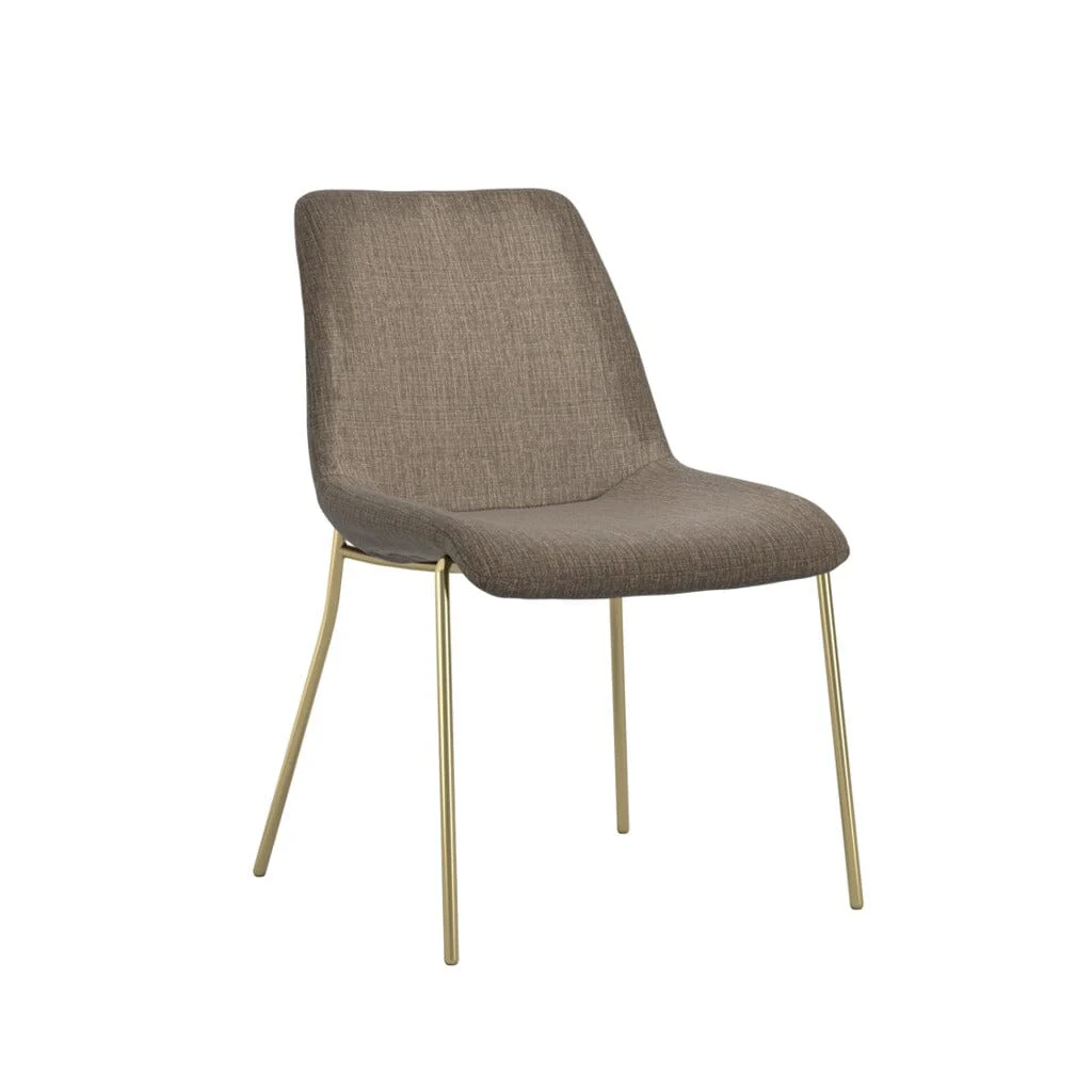 Dun Taupe Textured Velvet Dining Chair with Gold Legs- Set of 2 - Image 3
