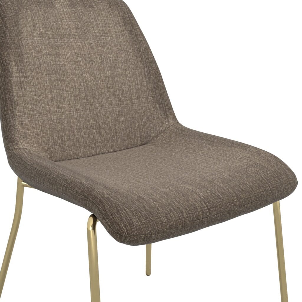 Dun Taupe Textured Velvet Dining Chair with Gold Legs- Set of 2 - Image 4