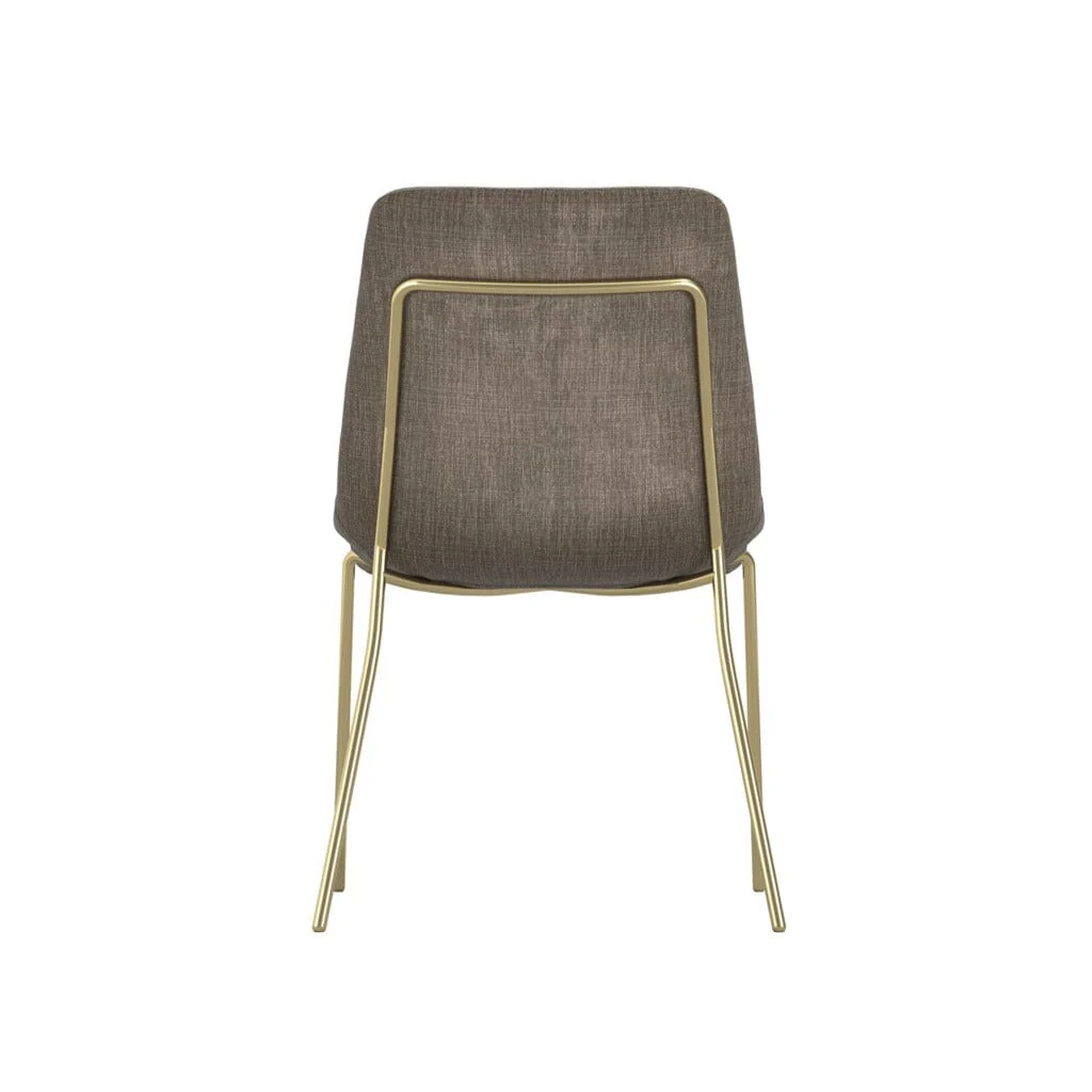 Dun Taupe Textured Velvet Dining Chair with Gold Legs- Set of 2 - Image 5