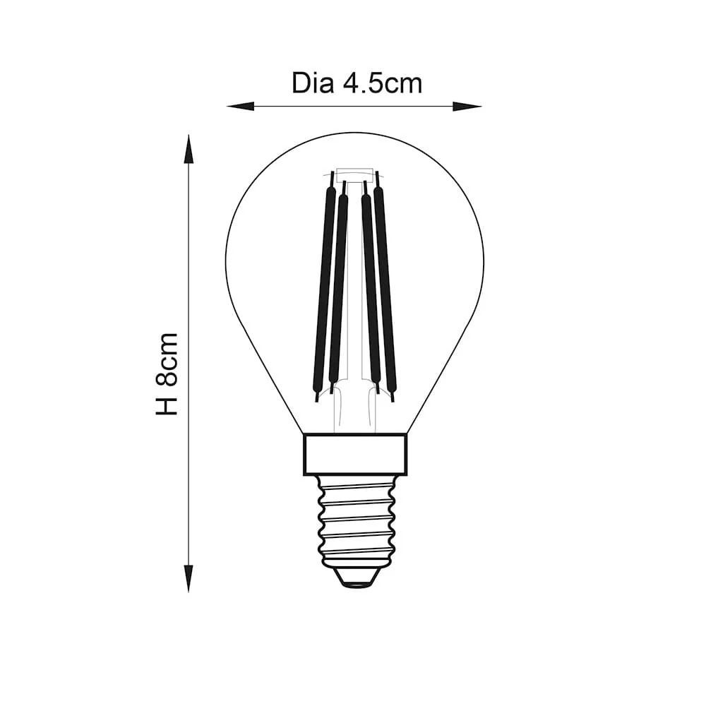 E14 LED Filament Warm White Golf Bulb - Image 2