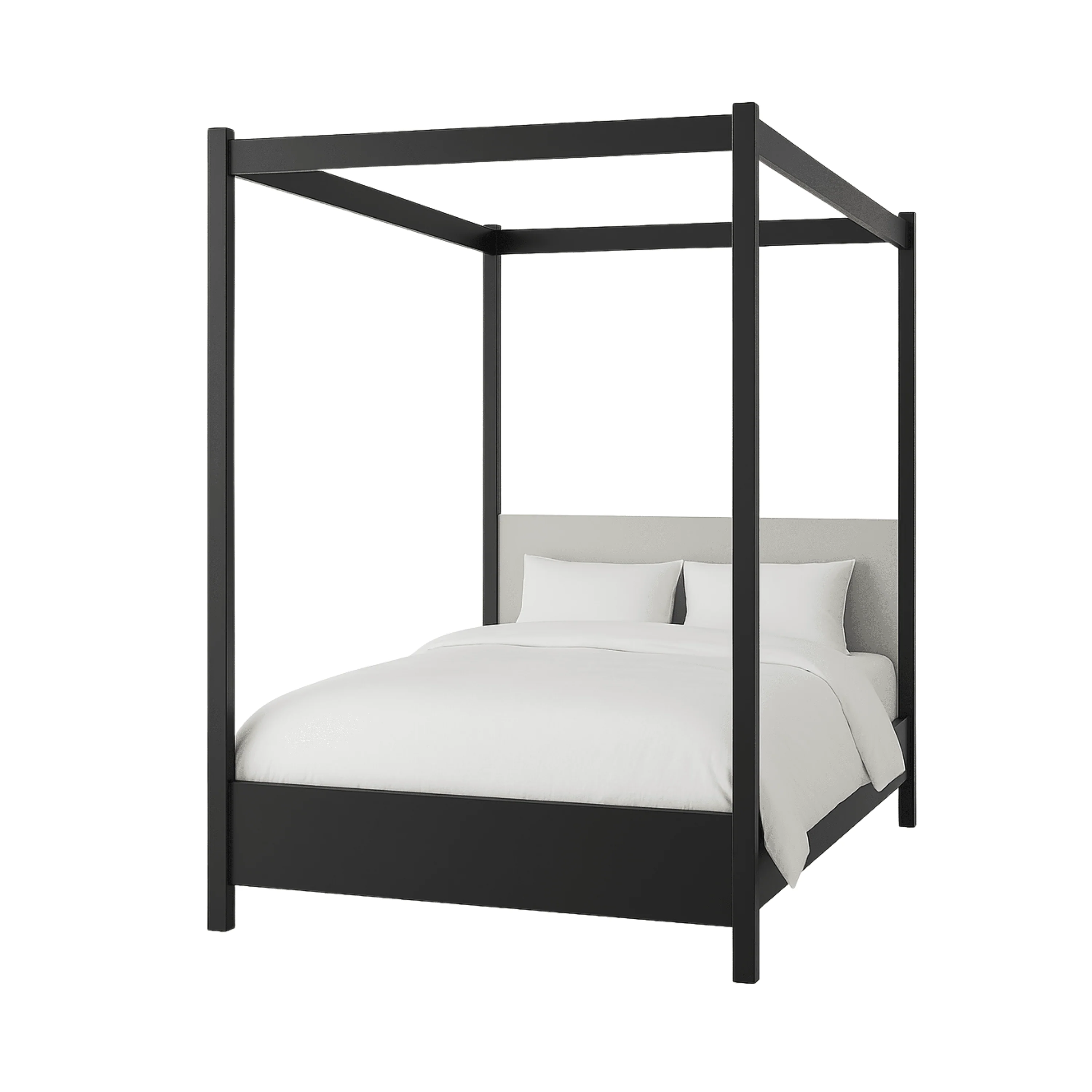 Eden Black 4 Poster Wooden Bed with Cream Velvet Headboard - Image 2