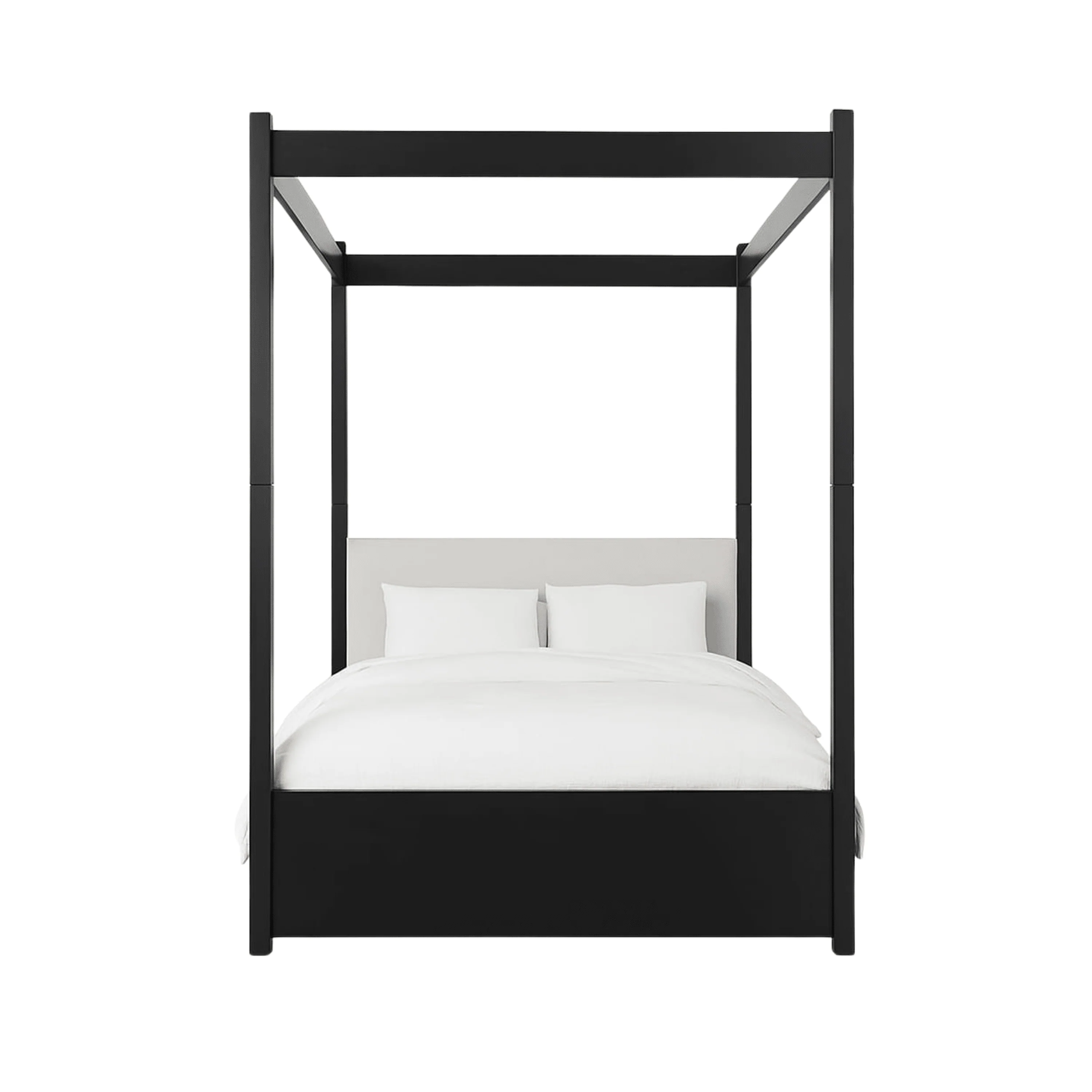 Eden Black 4 Poster Wooden Bed with Cream Velvet Headboard - Image 3