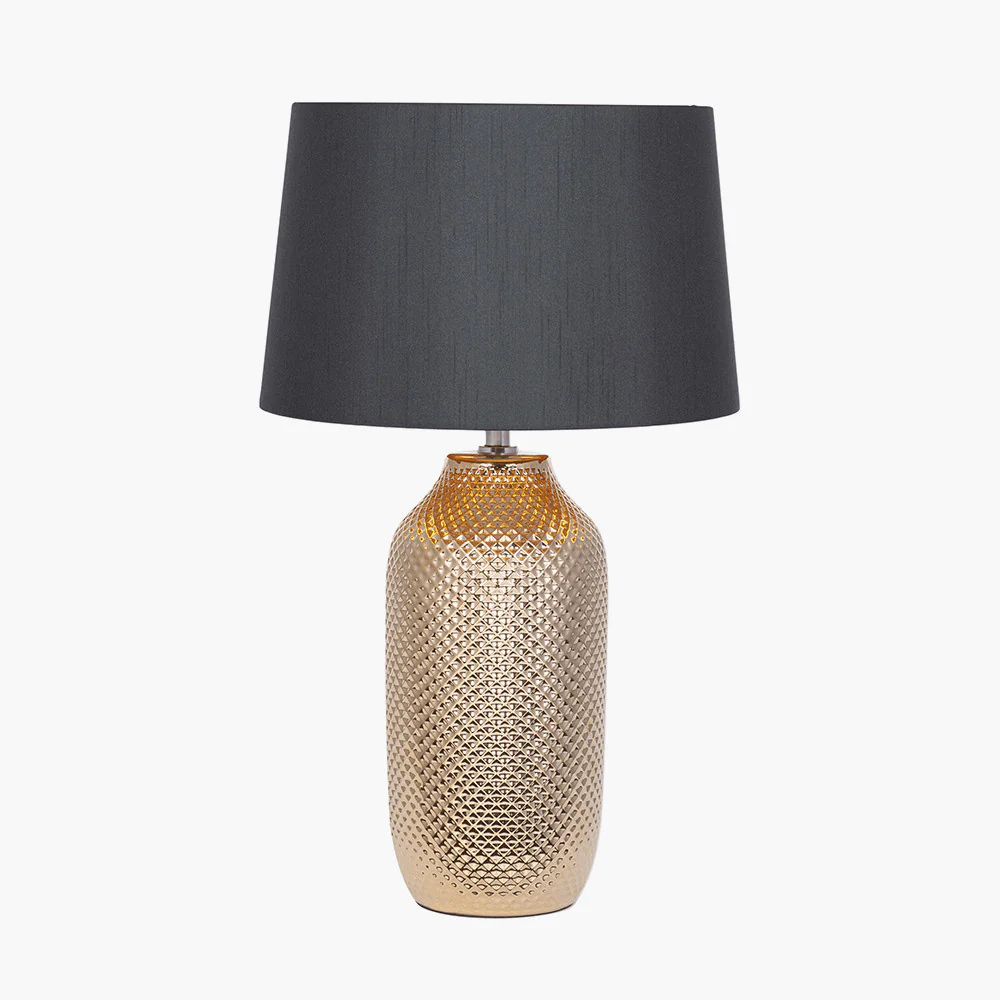 Eden Gold Textured Ceramic Table Lamp with Black Shade - Image 2