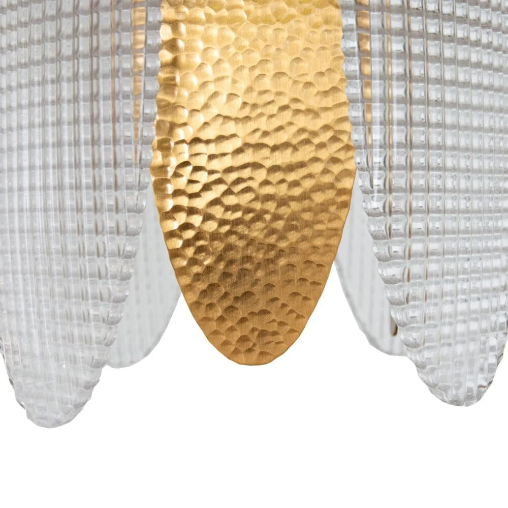 Elaia Luxury Tiered Textured Glass & Brass Chandelier - Image 4