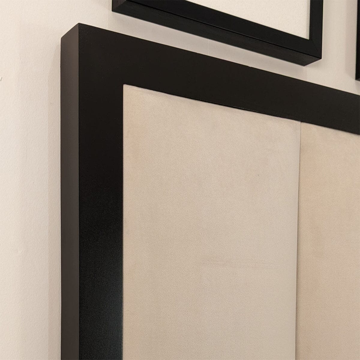 Eleanor Premium Cream Velvet Channelled Headboard with Black Wooden Frame - Image 4