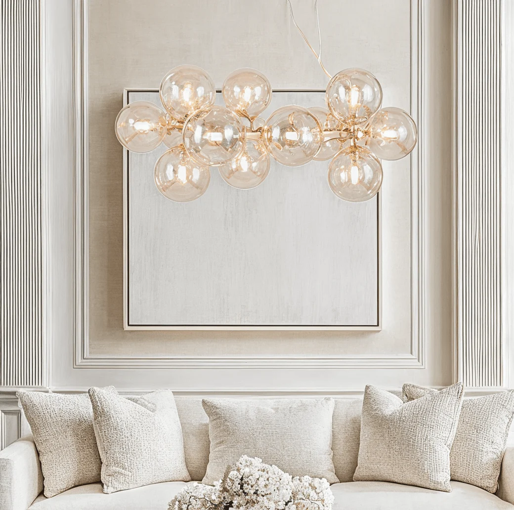 Elegance Gold & Glass Circular Pendant Ceiling Light