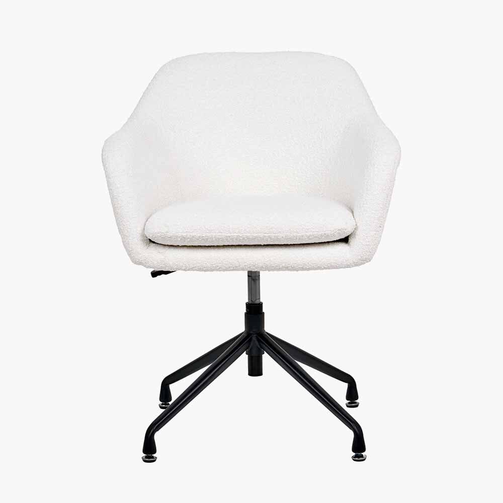 Elias Cream Bouclé Swivel Chair With Black Metal Legs - Image 2