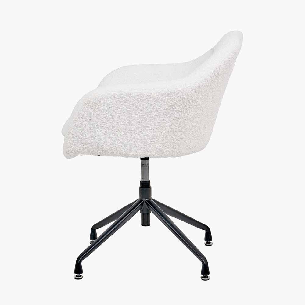 Elias Cream Bouclé Swivel Chair With Black Metal Legs - Image 3