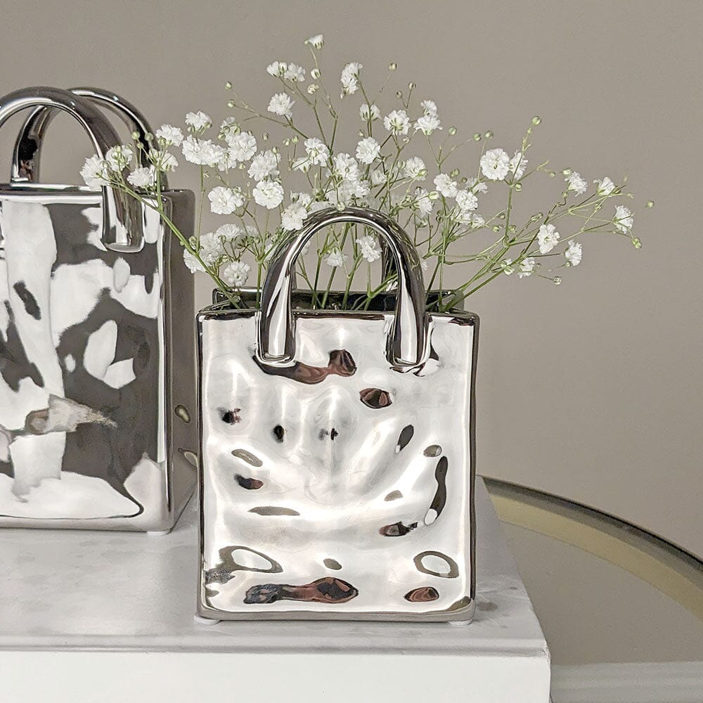 Elise Mini Silver Handbag Decorative Vase - Image 3