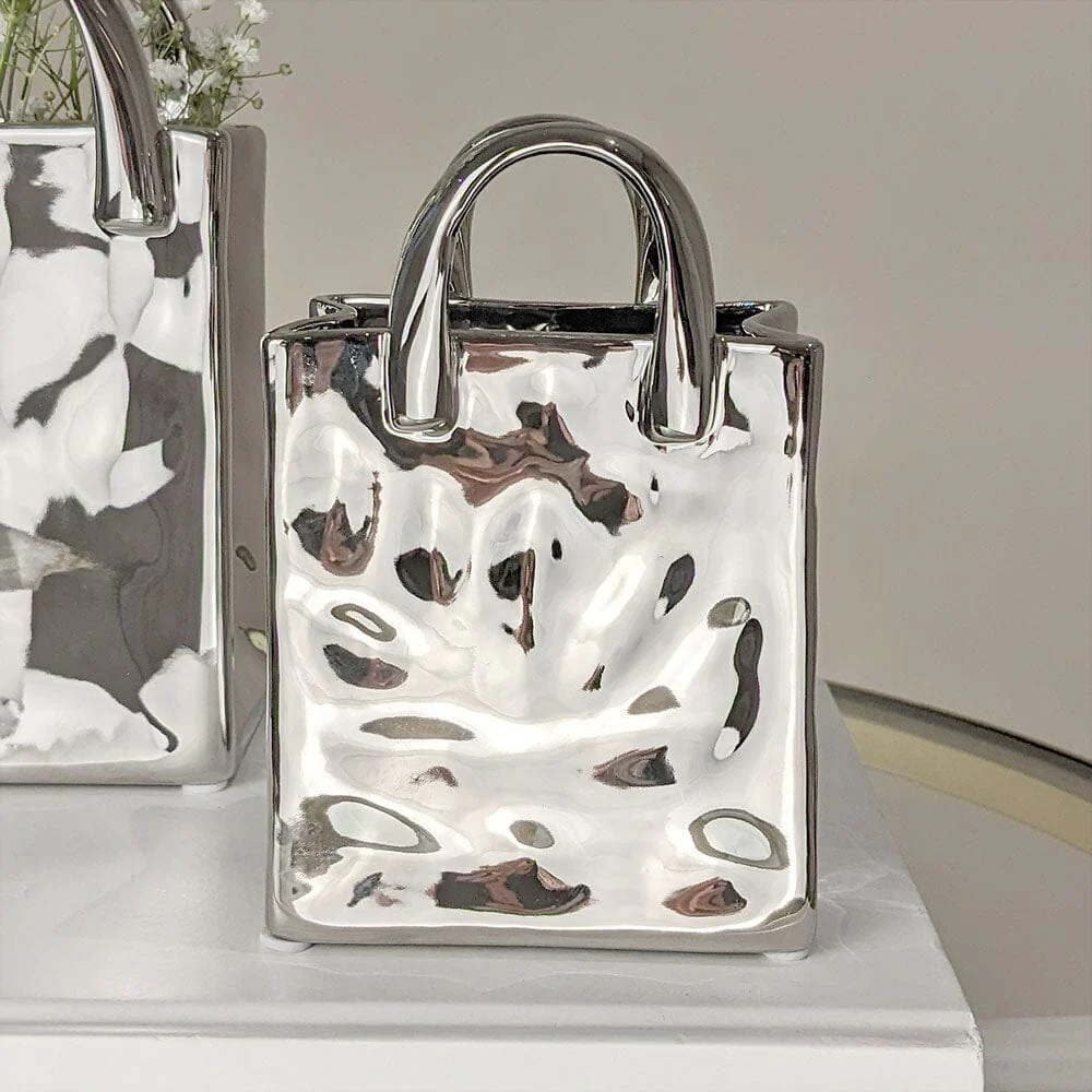 Elise Mini Silver Handbag Decorative Vase - Image 4