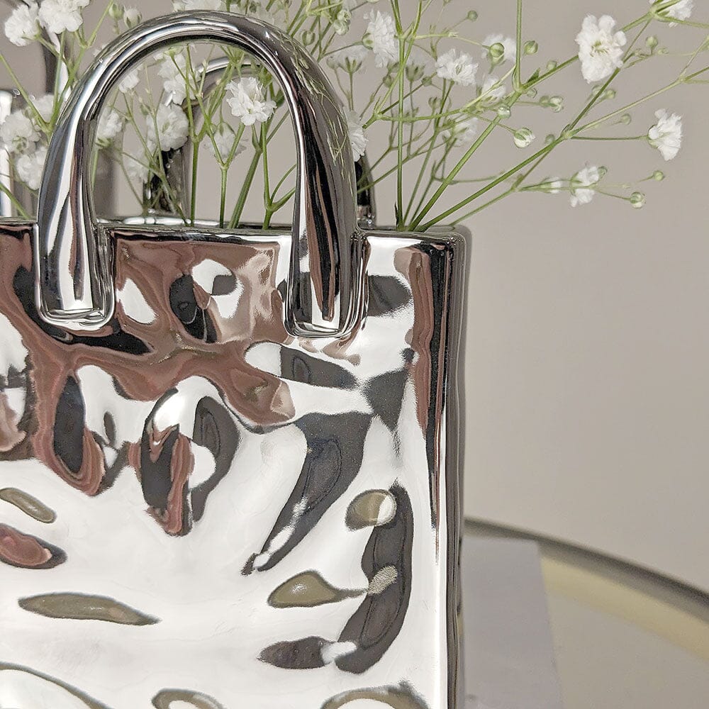 Elise Mini Silver Handbag Decorative Vase - Image 5