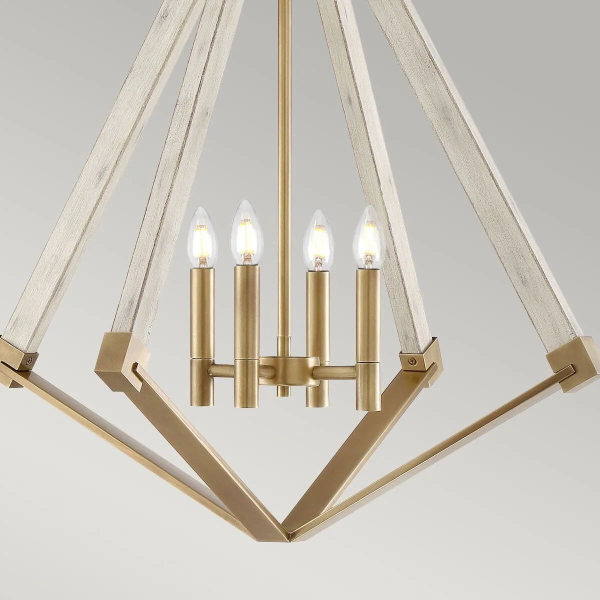 Eliza Whitewash Wood & Gold 4 Light Chandelier - Image 2