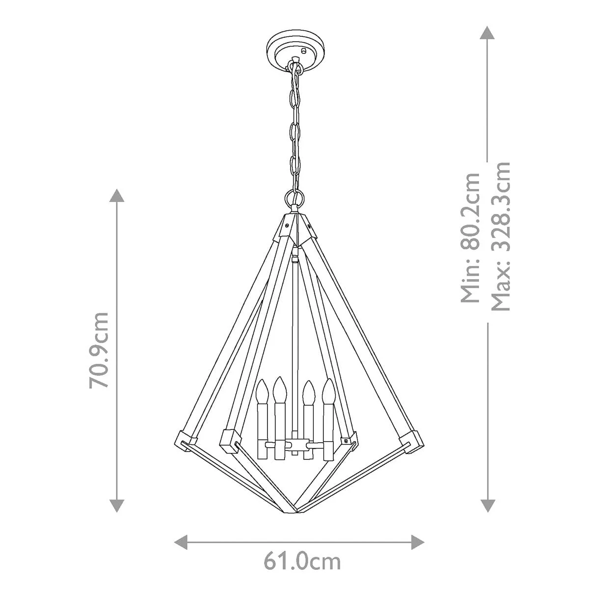 Eliza Whitewash Wood & Gold 4 Light Chandelier - Image 4