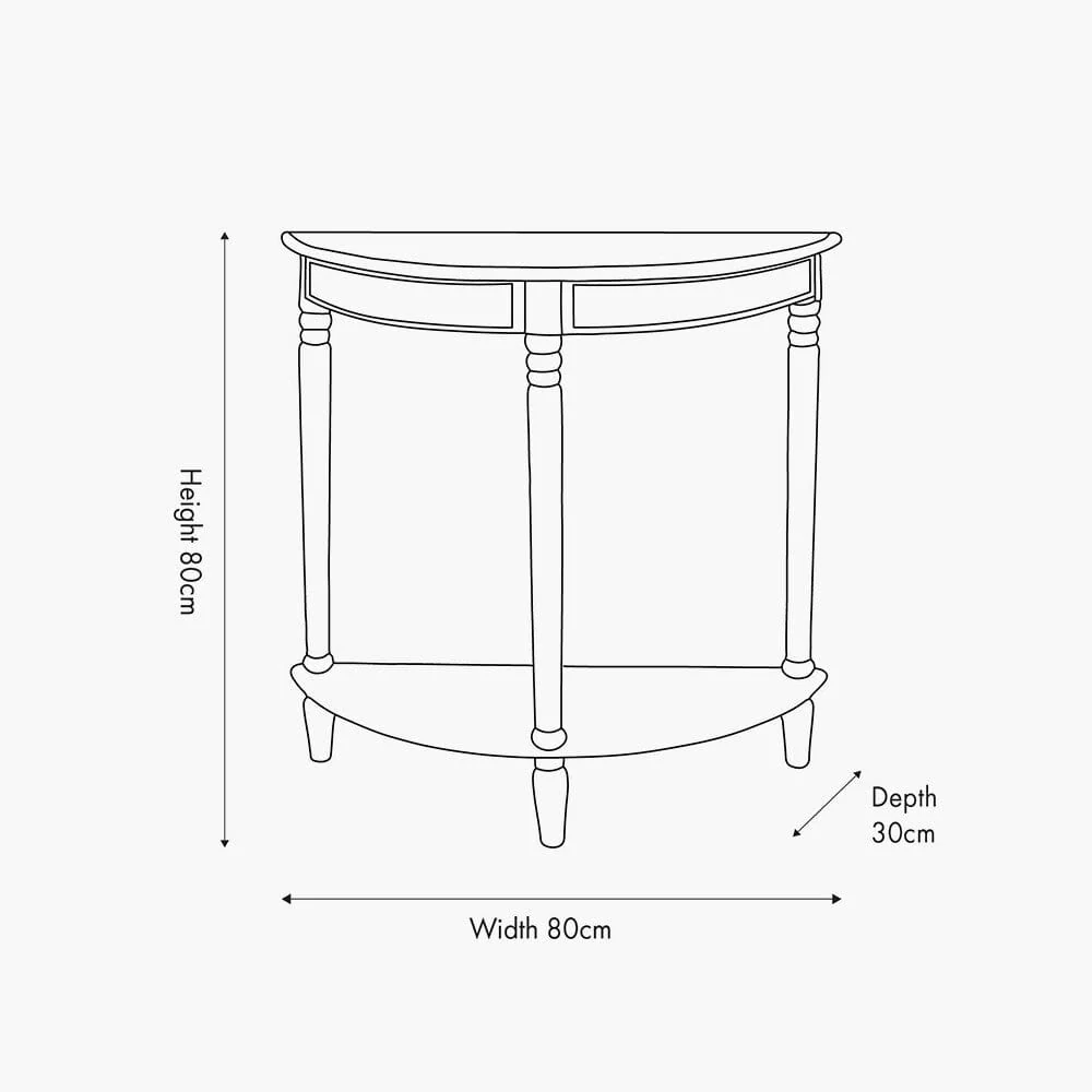 Elizabeth Putty Half Moon Pine Console Table - Image 3
