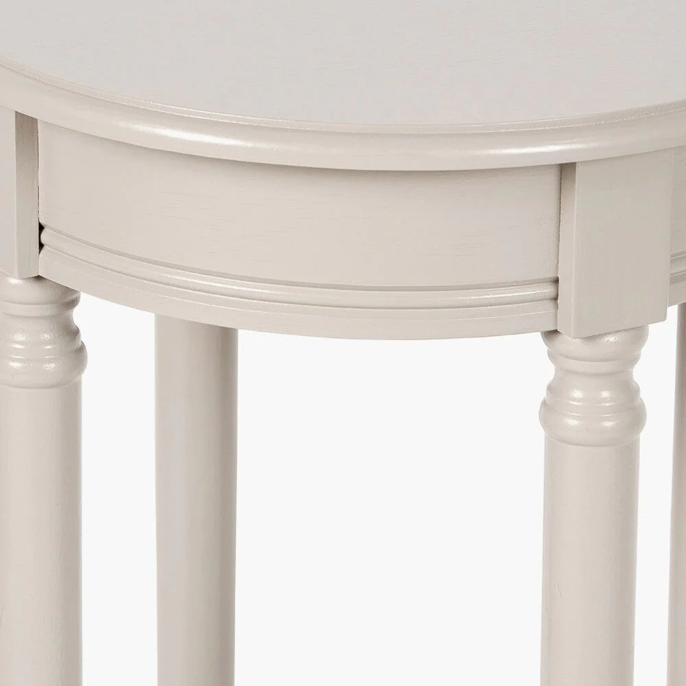 Elizabeth Putty Round Pine Side Table - Image 2