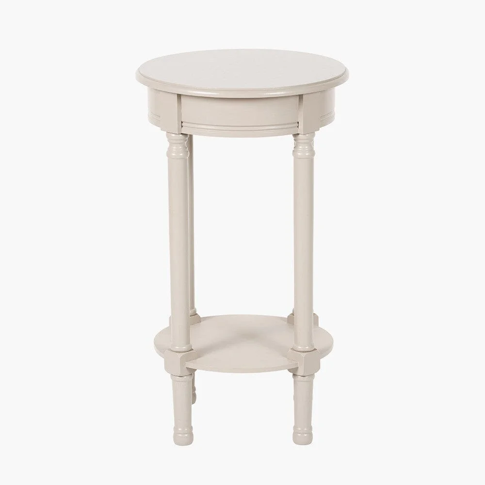 Elizabeth Putty Round Pine Side Table - Image 3