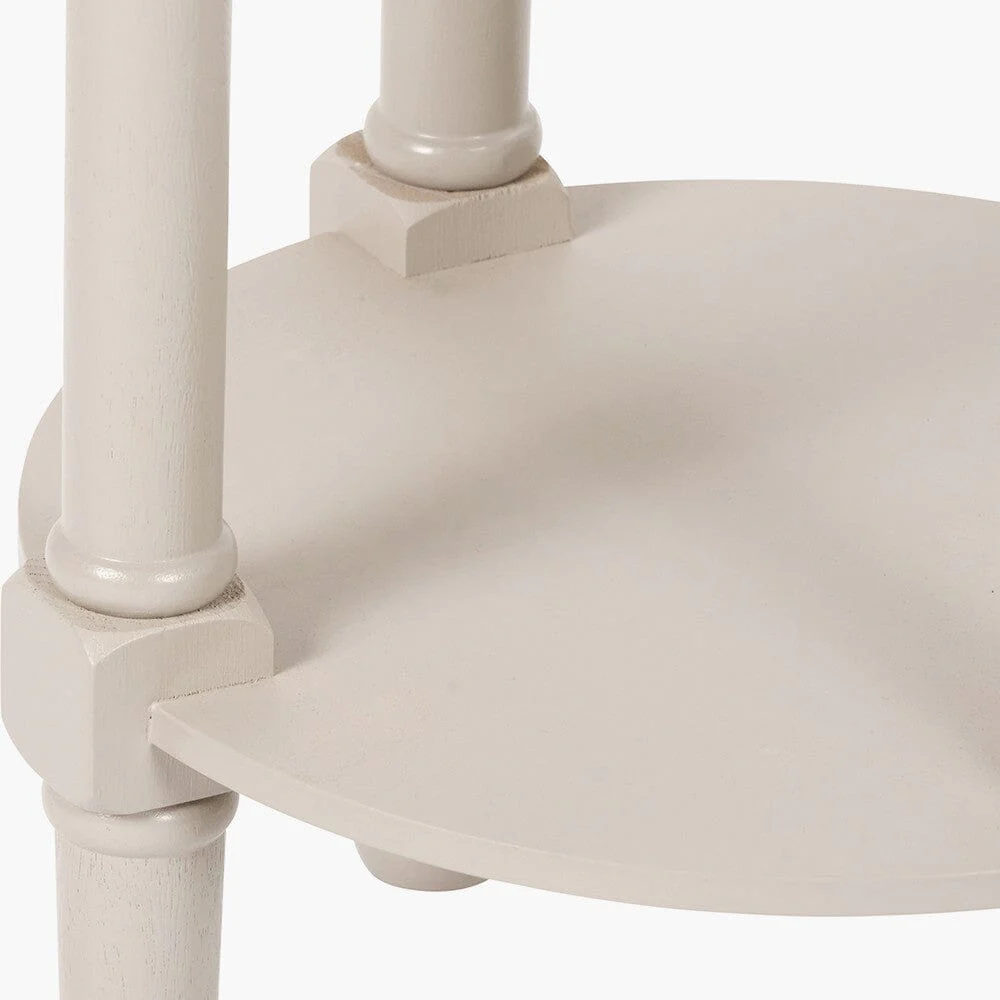 Elizabeth Putty Round Pine Side Table - Image 4