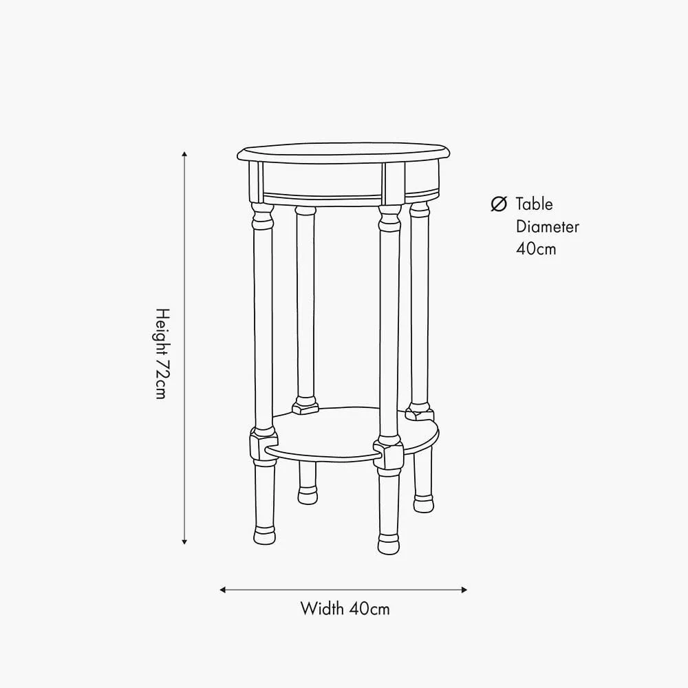 Elizabeth Putty Round Pine Side Table - Image 5