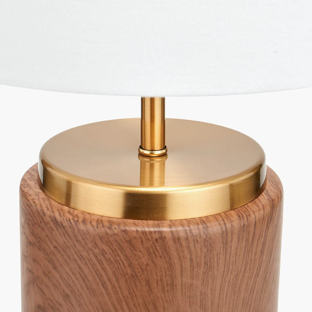 Ella Wood Effect Ceramic Table Lamp with White Shade - Image 3