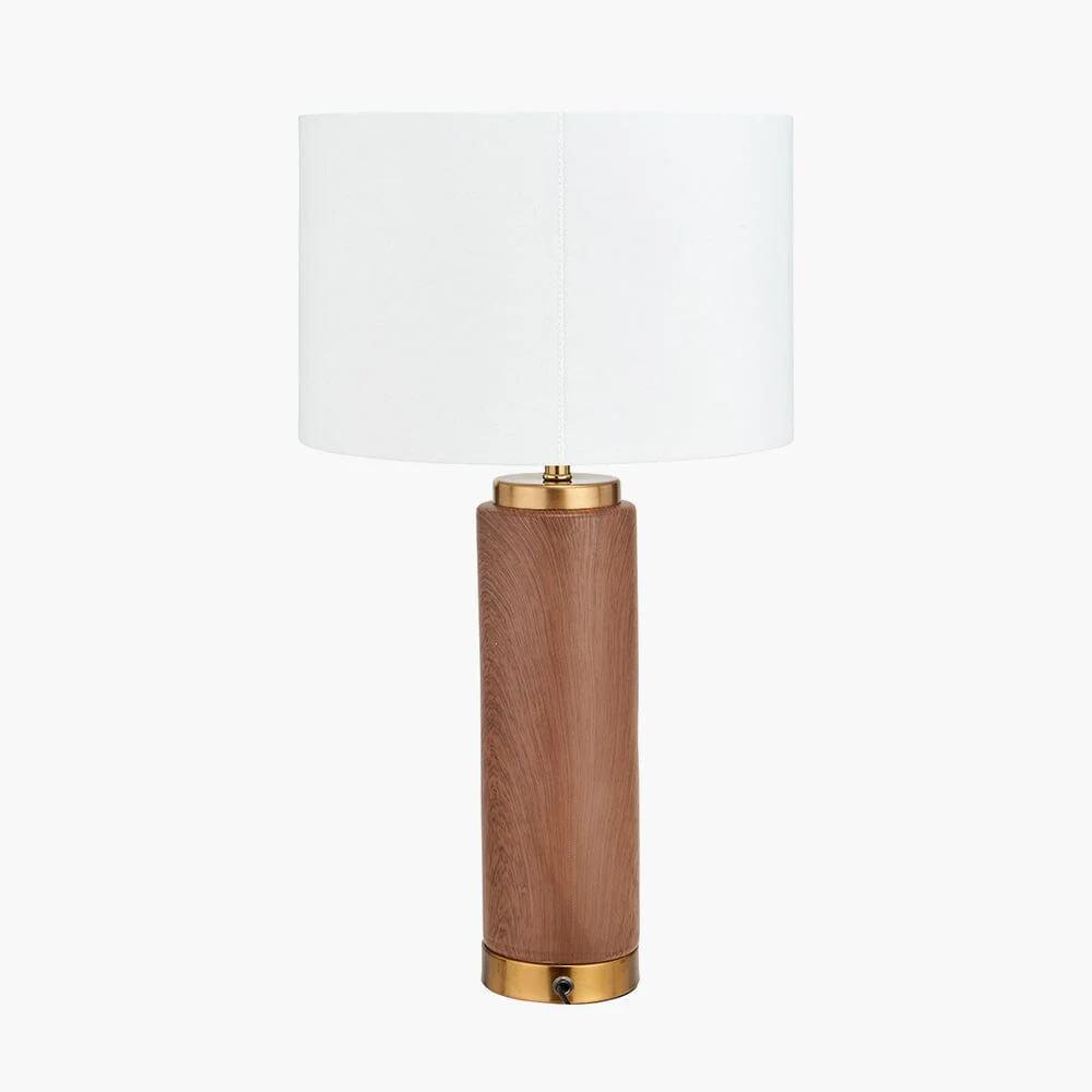 Ella Wood Effect Tall Ceramic Table Lamp with White Shade - Image 2