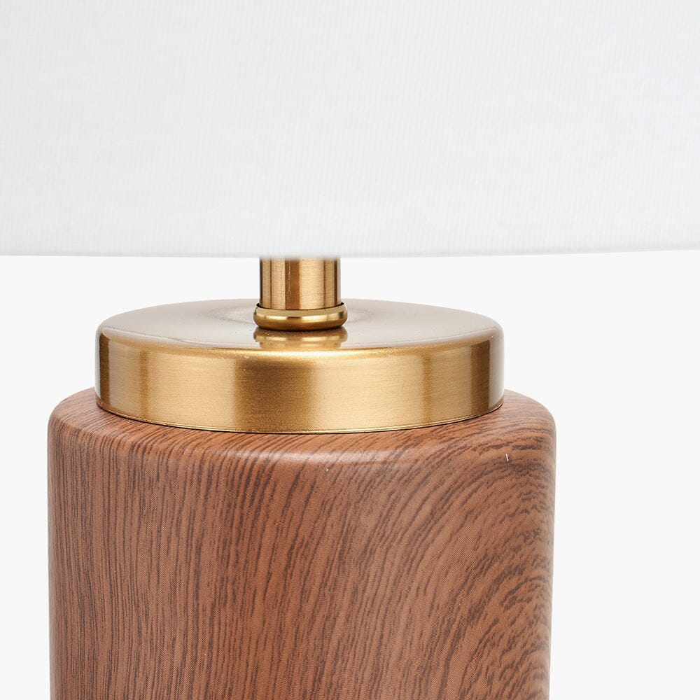 Ella Wood Effect Tall Ceramic Table Lamp with White Shade - Image 3