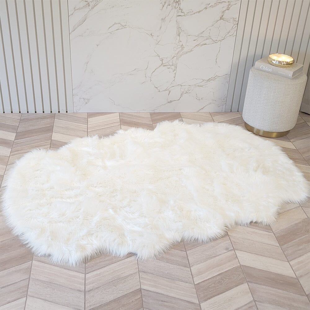 Elle Large Faux Fur White Hide Rug - 120x180cm - Image 3
