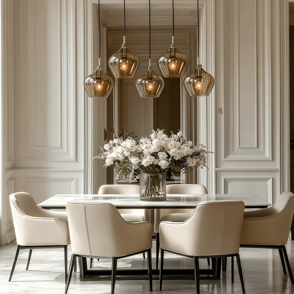 Ellen Black Smoked Glass 5 Light Pendant Ceiling Light