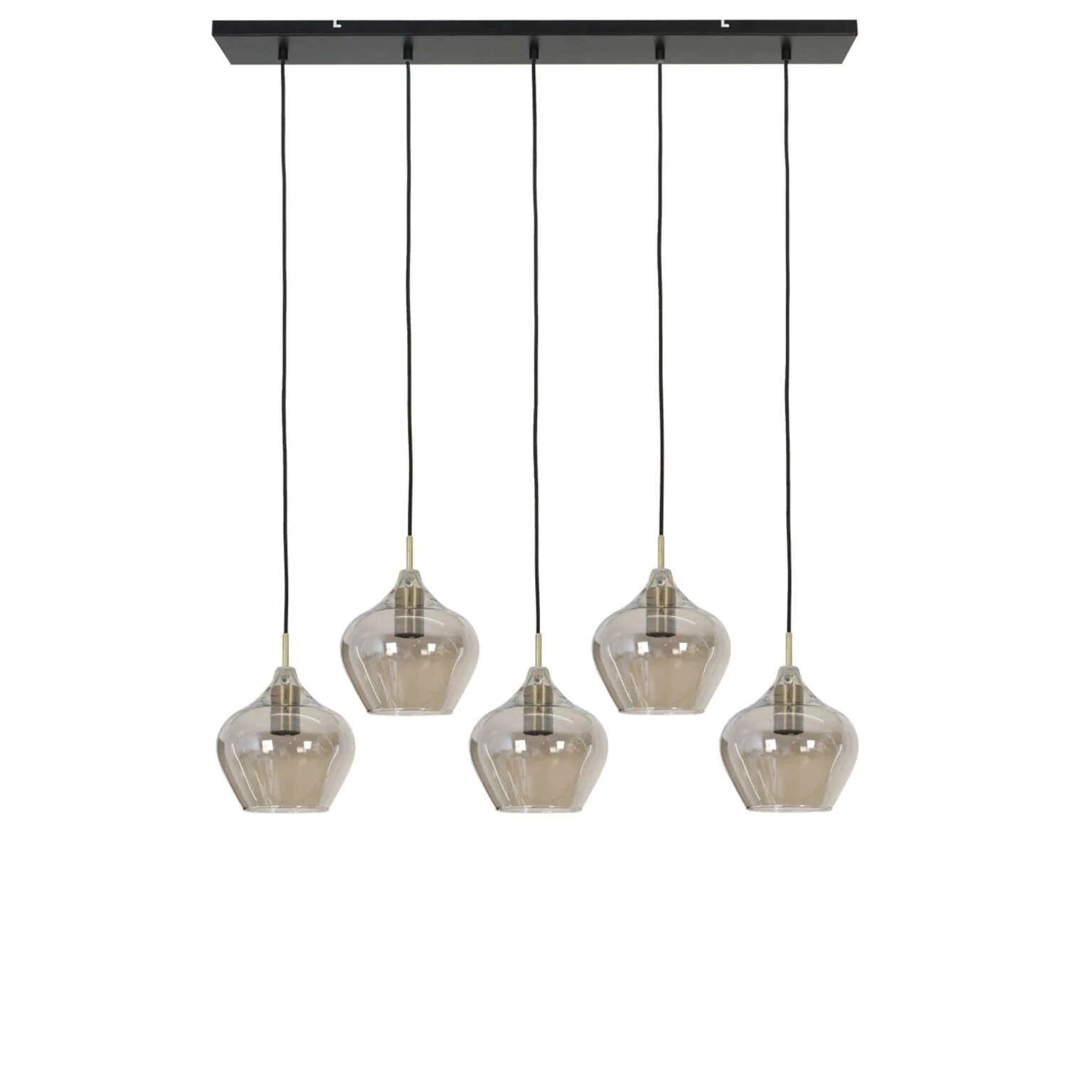 Ellen Black Smoked Glass 5 Light Pendant Ceiling Light - Image 2