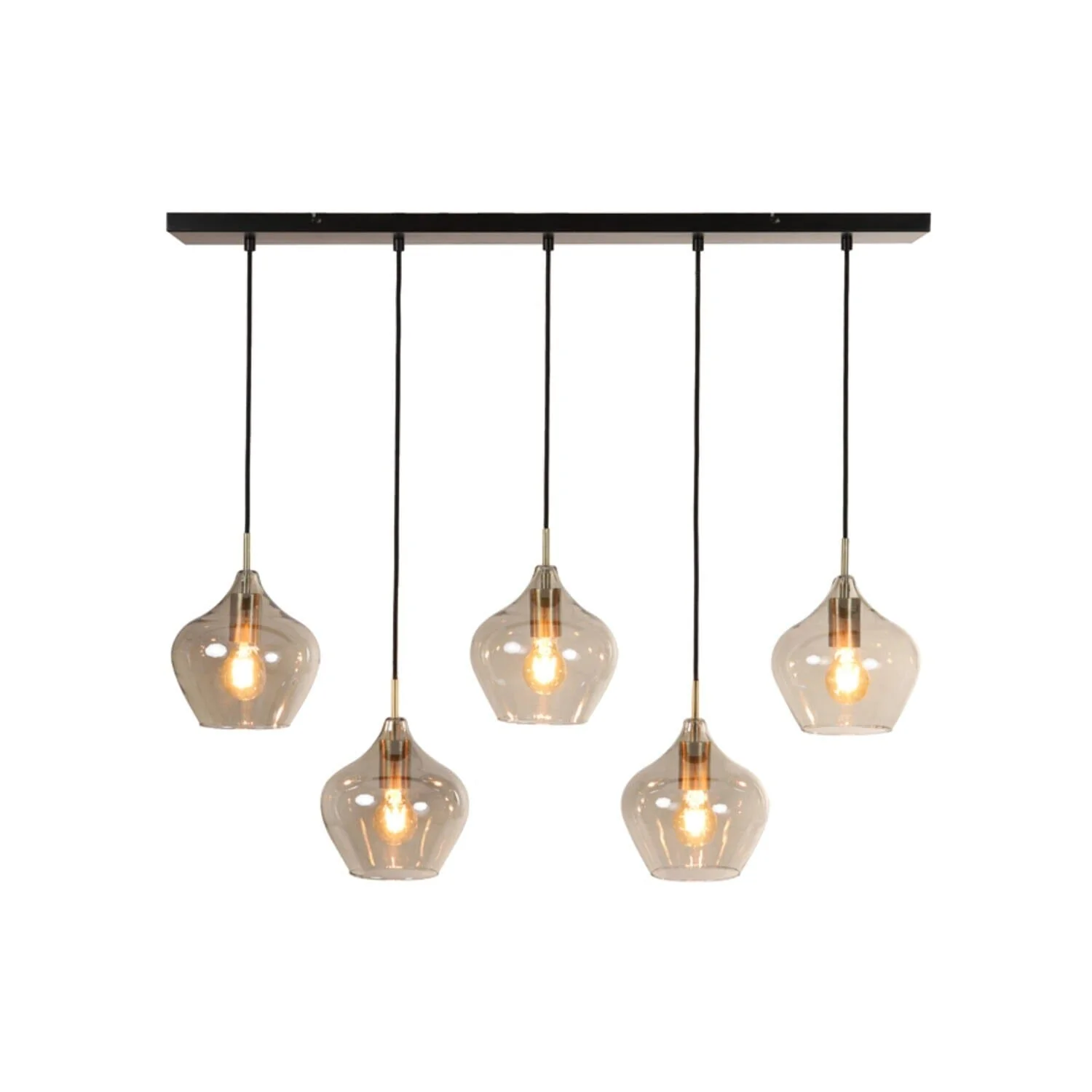 Ellen Black Smoked Glass 5 Light Pendant Ceiling Light - Image 3