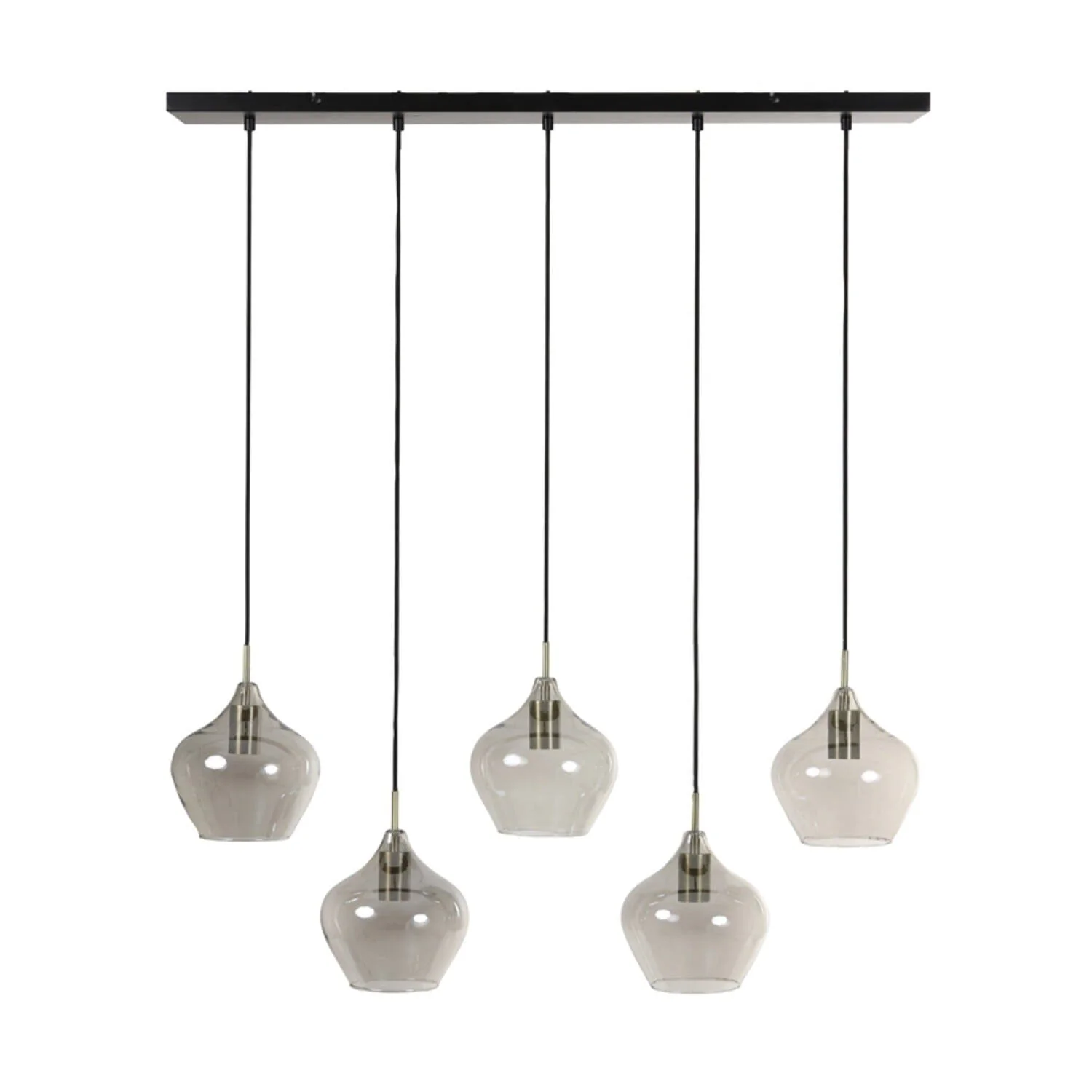 Ellen Black Smoked Glass 5 Light Pendant Ceiling Light - Image 4