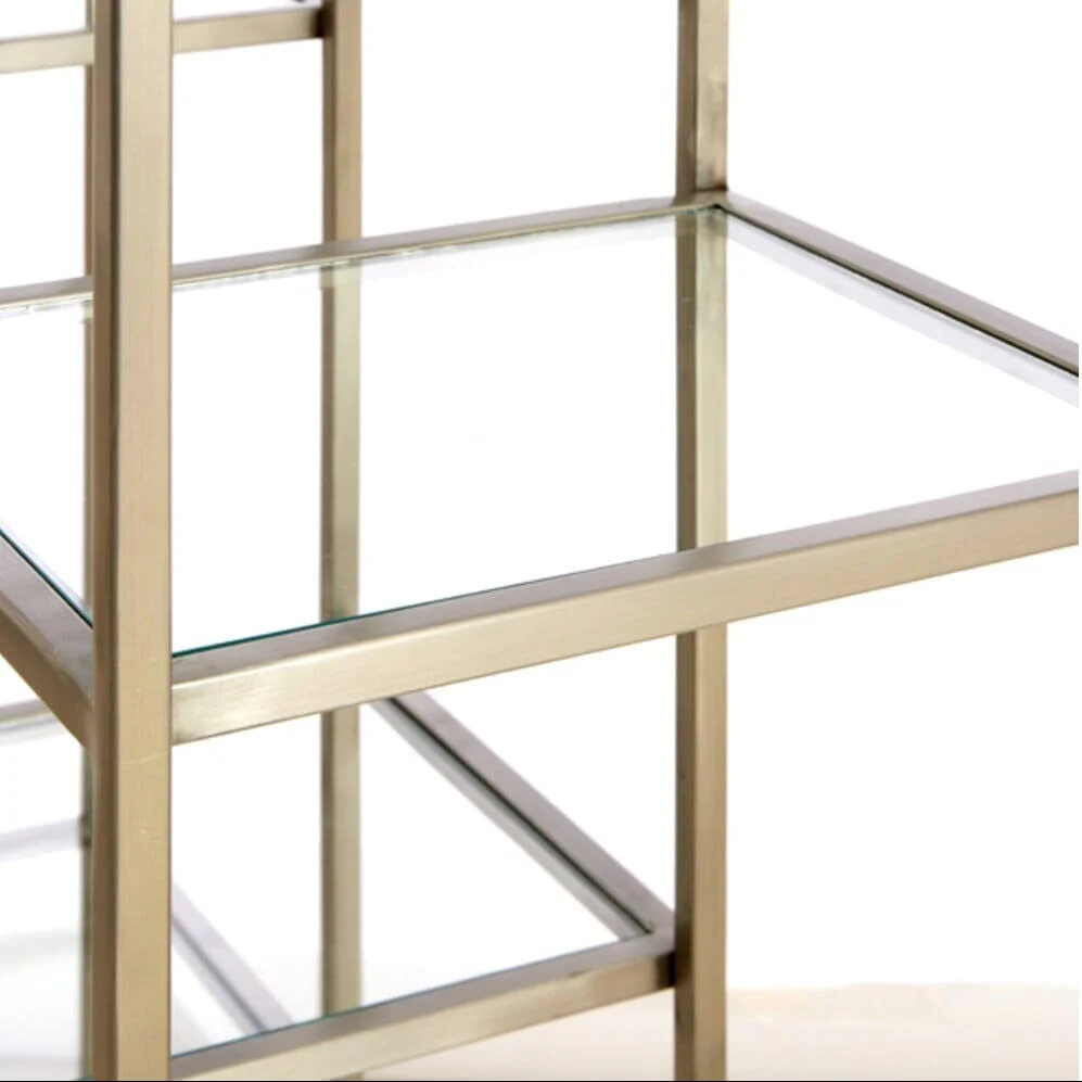 Ellia Brass & Glass Tall Open Display Shelf - Image 5