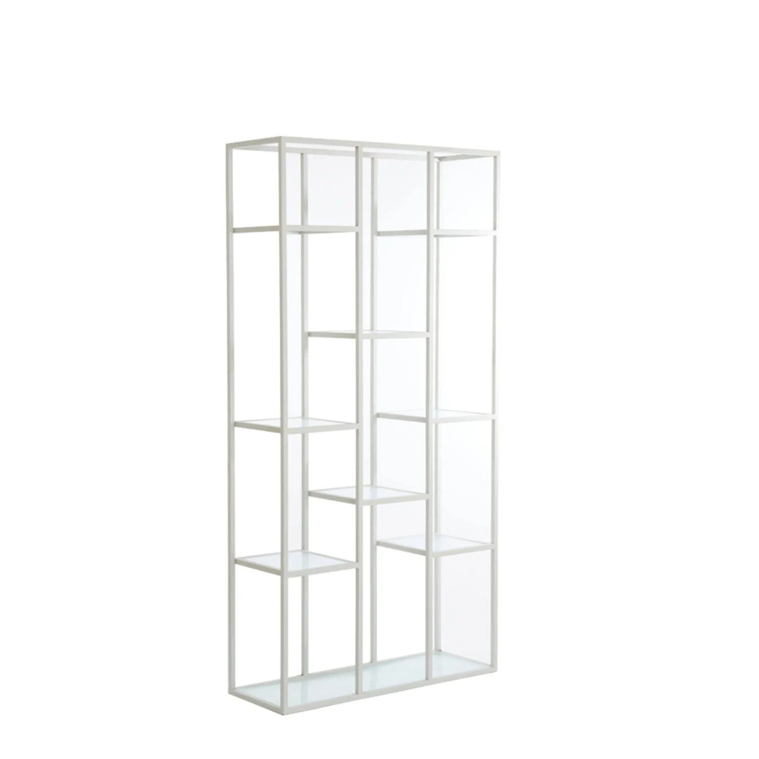 Ellia Cream and Ribbed Glass Tall Open Display Shelf - Image 2