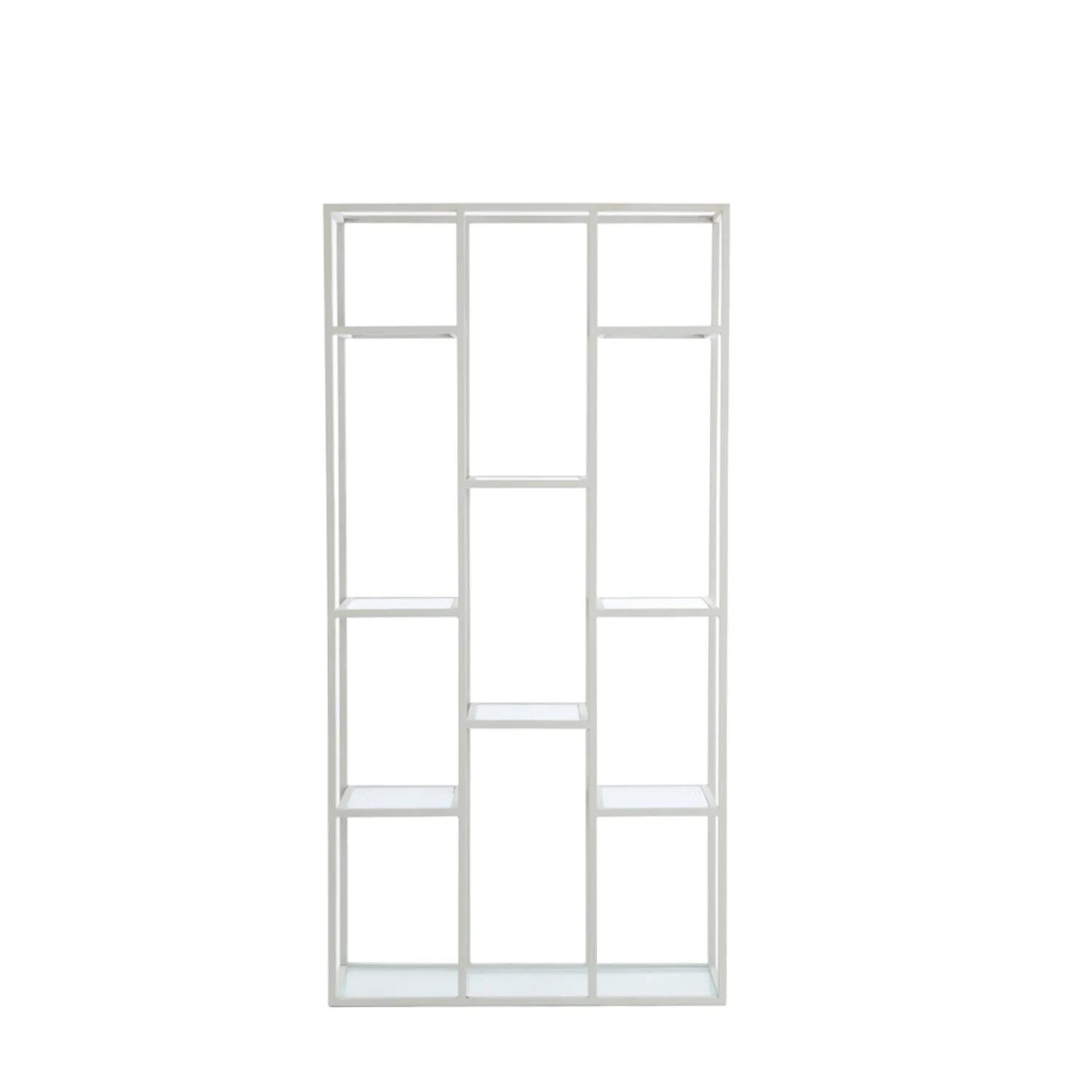 Ellia Cream and Ribbed Glass Tall Open Display Shelf - Image 3